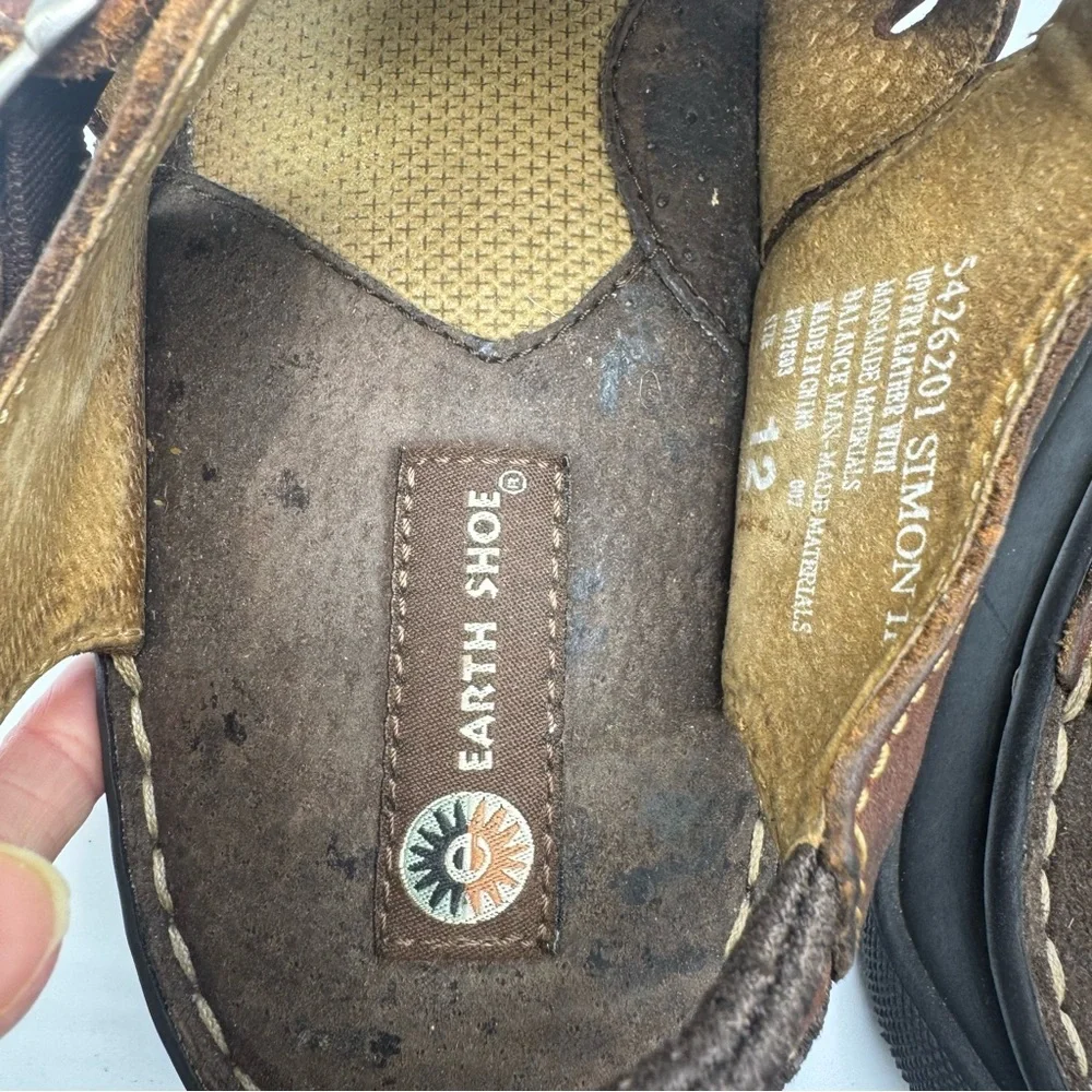EARTH SHOE Simon II Fisherman Sandals Men's Size 12 Brown Leather Slides Y2K 90s
